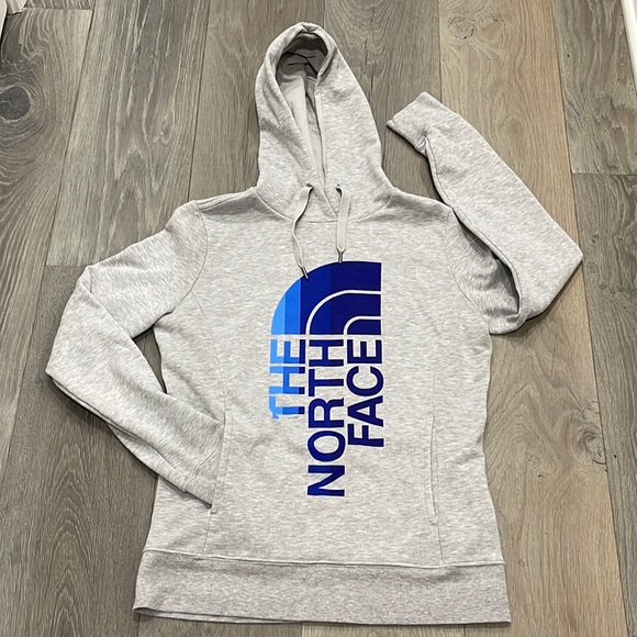 The North Face Tops - The North Face Blue Decal Ombré Logo Hoodie. Small